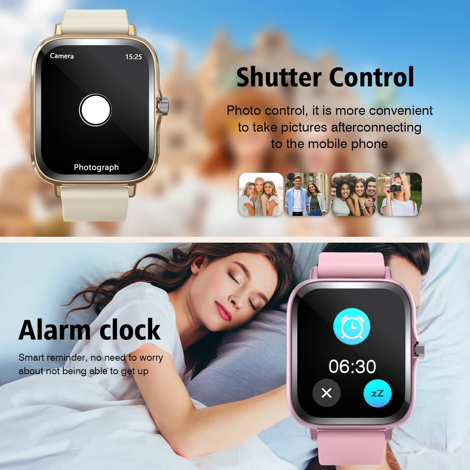 Smartwatch, resposta/fazer chamadas, lembretes de mensagens, mostrador personalizável, vários modos esportivos, adequado para homens e mulheres