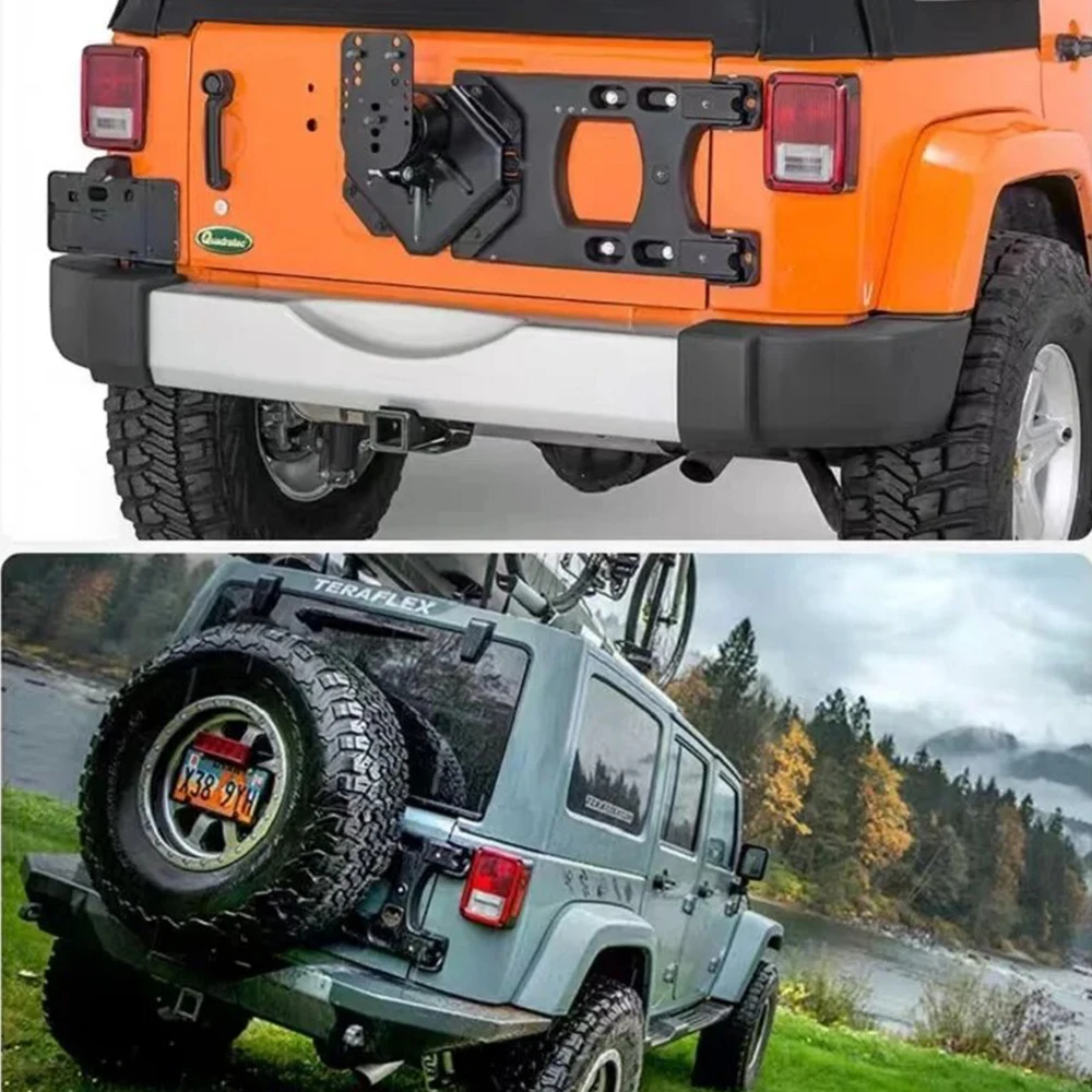 Mounting Black  Spare Tire Bracket Teraflex HD Hinged Carrier Aluminium alloy SXMA J152 For Jeep Wrangler JK 2007-2017