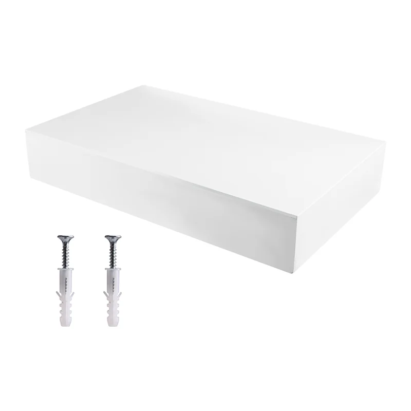 

Solid Wood Floating Shelf With Compartment Wall-Mounted Storage Rack Home Decor A