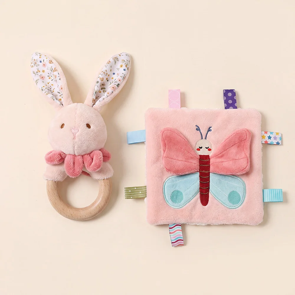 Baby Plush Comfort Toy Cartoon Bear Butterfly Baby Comfort Blanket Set Promotes Sensory Development Early Educational Toy Gift