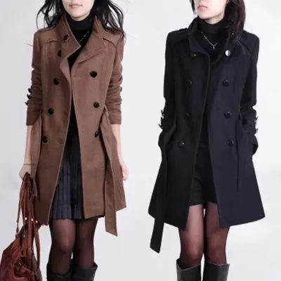 Abrigo Largo de Invierno para Mujer, Estilo Coreano, Color Puro, Abrigos de Lana para Mujer, Abrigo de Poliéster de Longitud ...