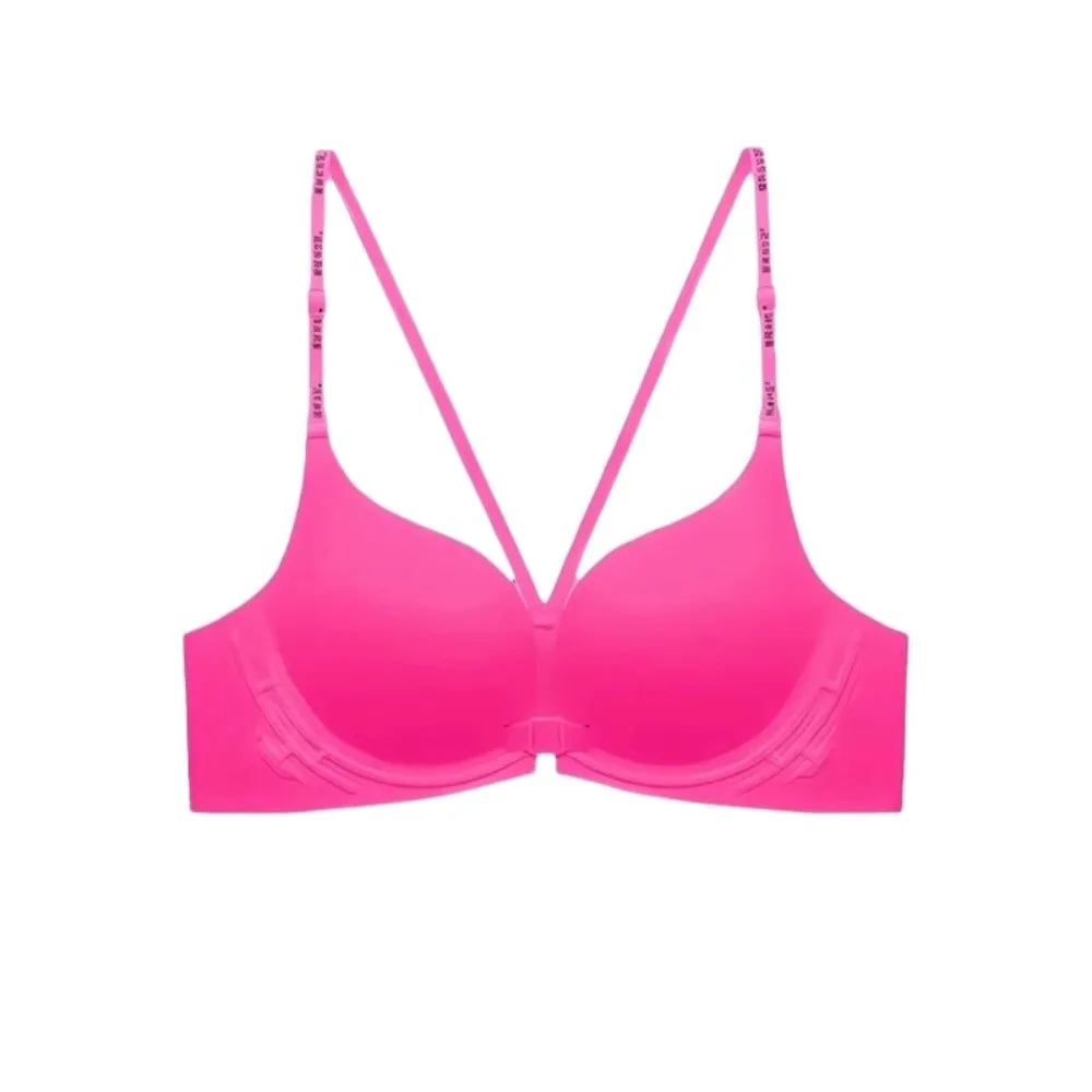 

Letter Wireless Deep V Bra Front Button Close-fitting Seamless Bra for Women Shockproof Lingerie Push Up Underwear Running