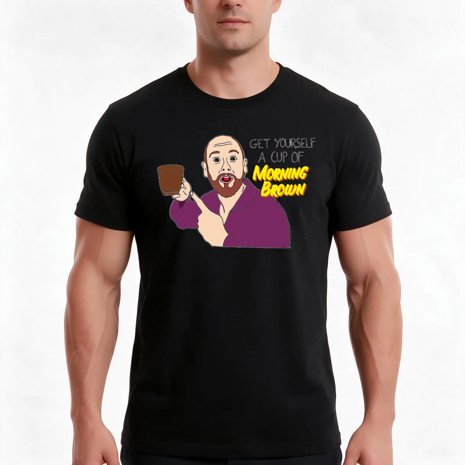 Aunty Donna Morning Brown Broden T-Shirt, Summer Casual Cotton Tee, Oversized Streetwear Tops, Vintage Graphic Print