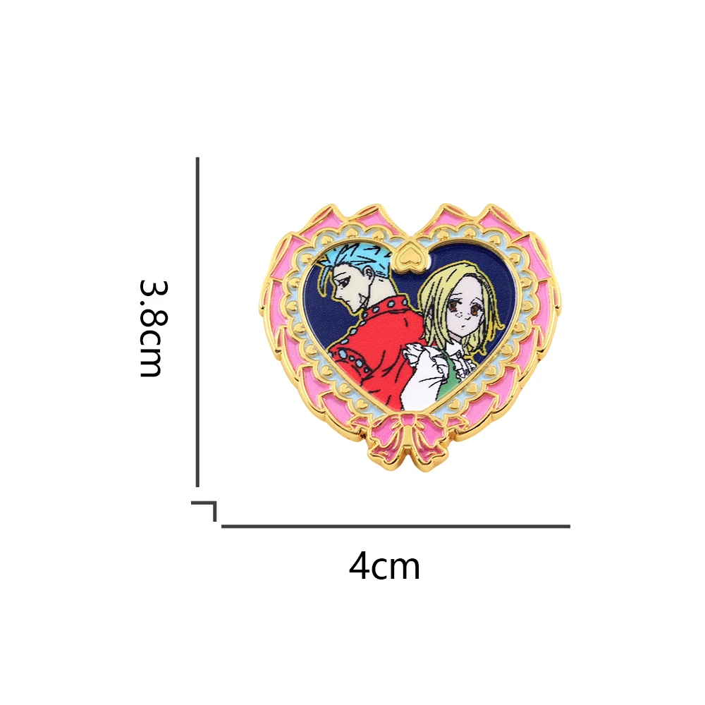 بان آند إيلين القوس القلب المينا دبوس أنيمي الطرفية رومانسية زوجين مجوهرات هدية عيد الحب