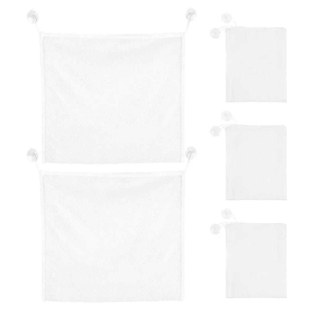 5Pcs Bath Organizer Hanging Mesh Storage Bag Strong Suction Holder for Kids Bathroom Bathtub Storage Net Bathroom Toy Organizer