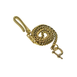 vintage Brass wheat wallet jean trousers swivel keychains Itlay basket snake chain D shackle connector Japanese fishhook U hook