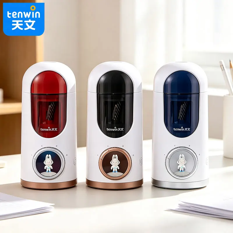 Tenwin Automatic charging pencil sharpener with desktop stand design - ideal for use in school classrooms or by students.