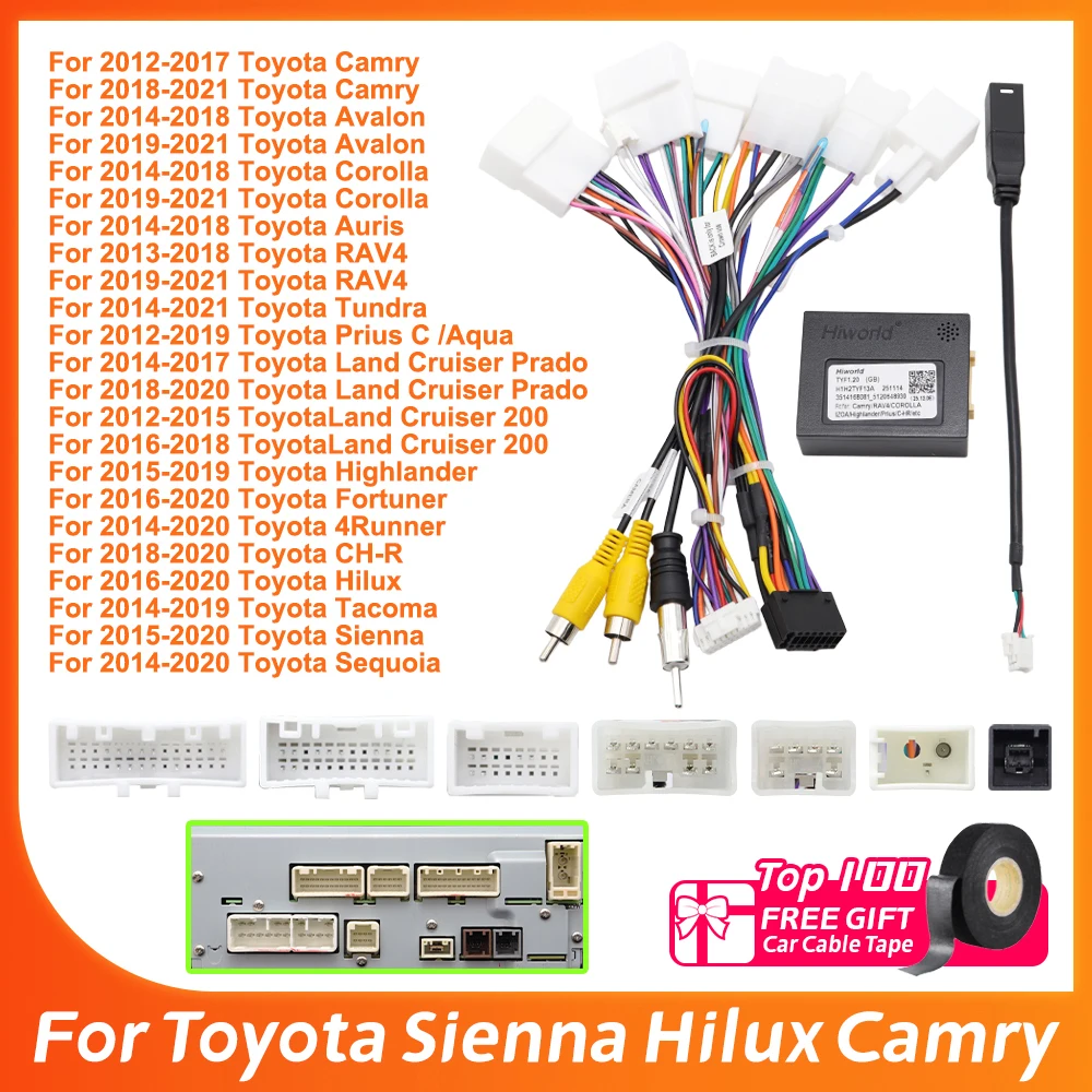 Cable de Radio para Automóvil Toyota Sienna Hilux Camry C-HR Yaris RAV4 Corolla Prado Avalon, Arnés de Cables TYF2.20 con Decodificador JBL Canbus