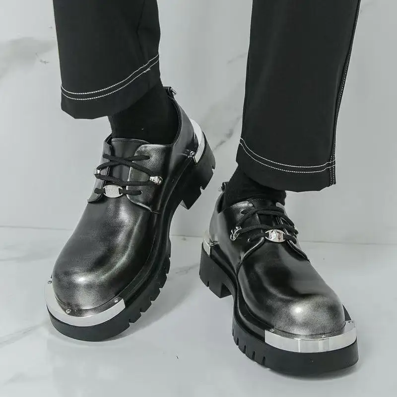 

New All-match Walking Shoes Classic Men's Oxfords Shoes Lace-Up Male Thick Bottom Business Shoe Luxury Brand Men Casual Flats46