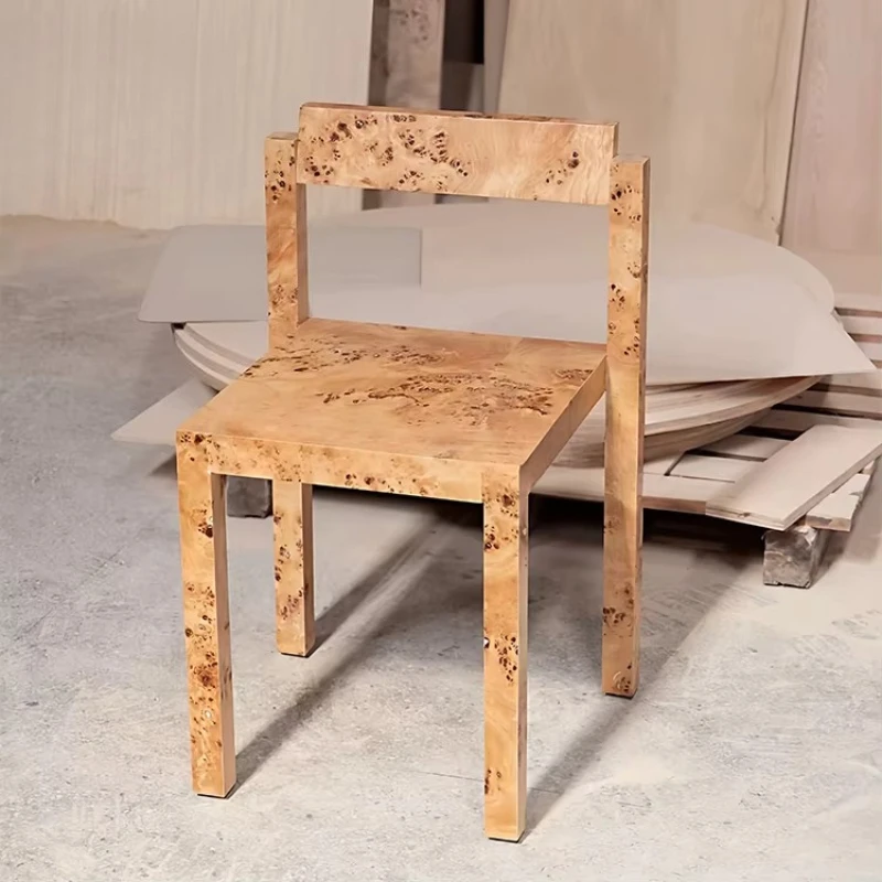 

Hotel Restaurant Wooden Dining Chairs Villa Living Room Luxury Tree Tumor Textured Accent Chair Furniture