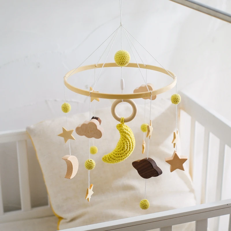 Baby Rattle Toy 0-12 Months Baby Wooden Mobile for Crib Bed Newborn Music Box Bed Bell Hanging Baby Toys Bracket Infant Crib