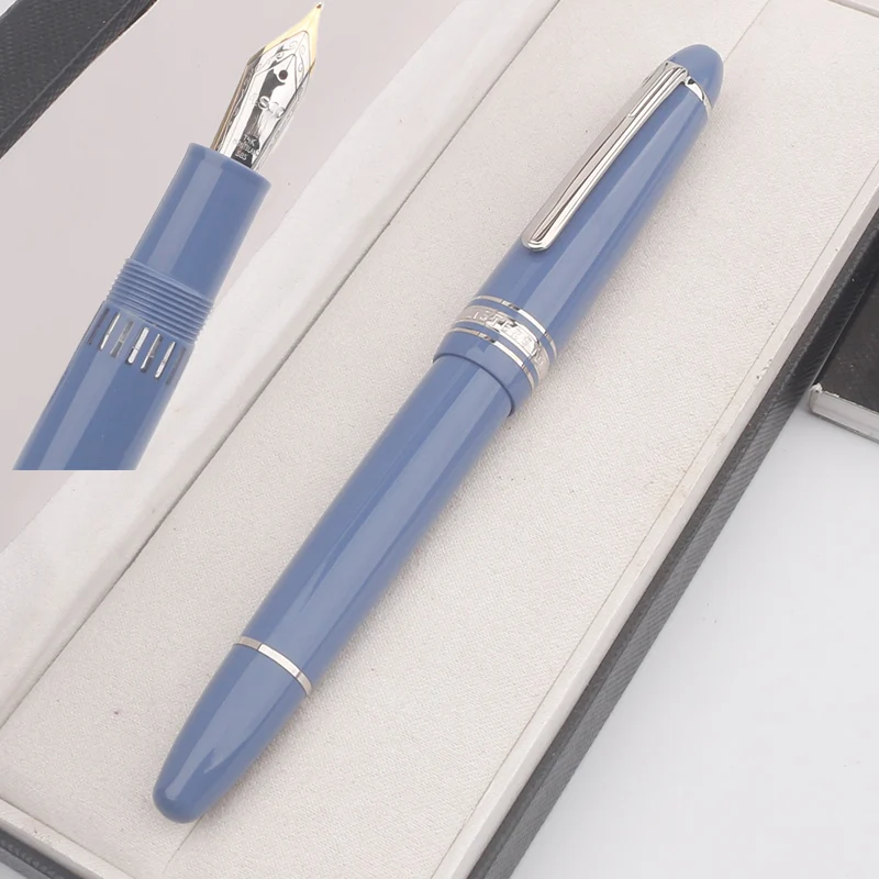 New Luxury Msk-149 Piston Filling Classic Fountain Pen MB 4810 Nib Black & Blue Resin Office Writing Ink Pens with Serial Number