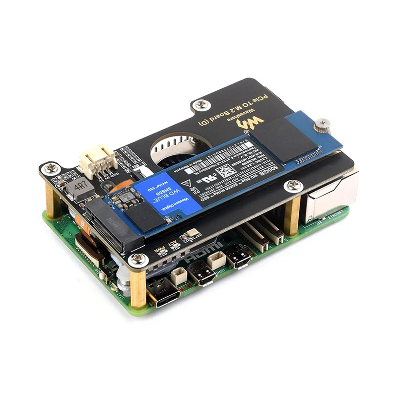 Плата адаптера Raspberry Pi 5 PCIe — M.2 (D) NVMe M.2 SSD 2280 | 2260 | 2242 | Дополнительный корпус-кулер Gen2 Gen3 размера 2230 для RPi 5