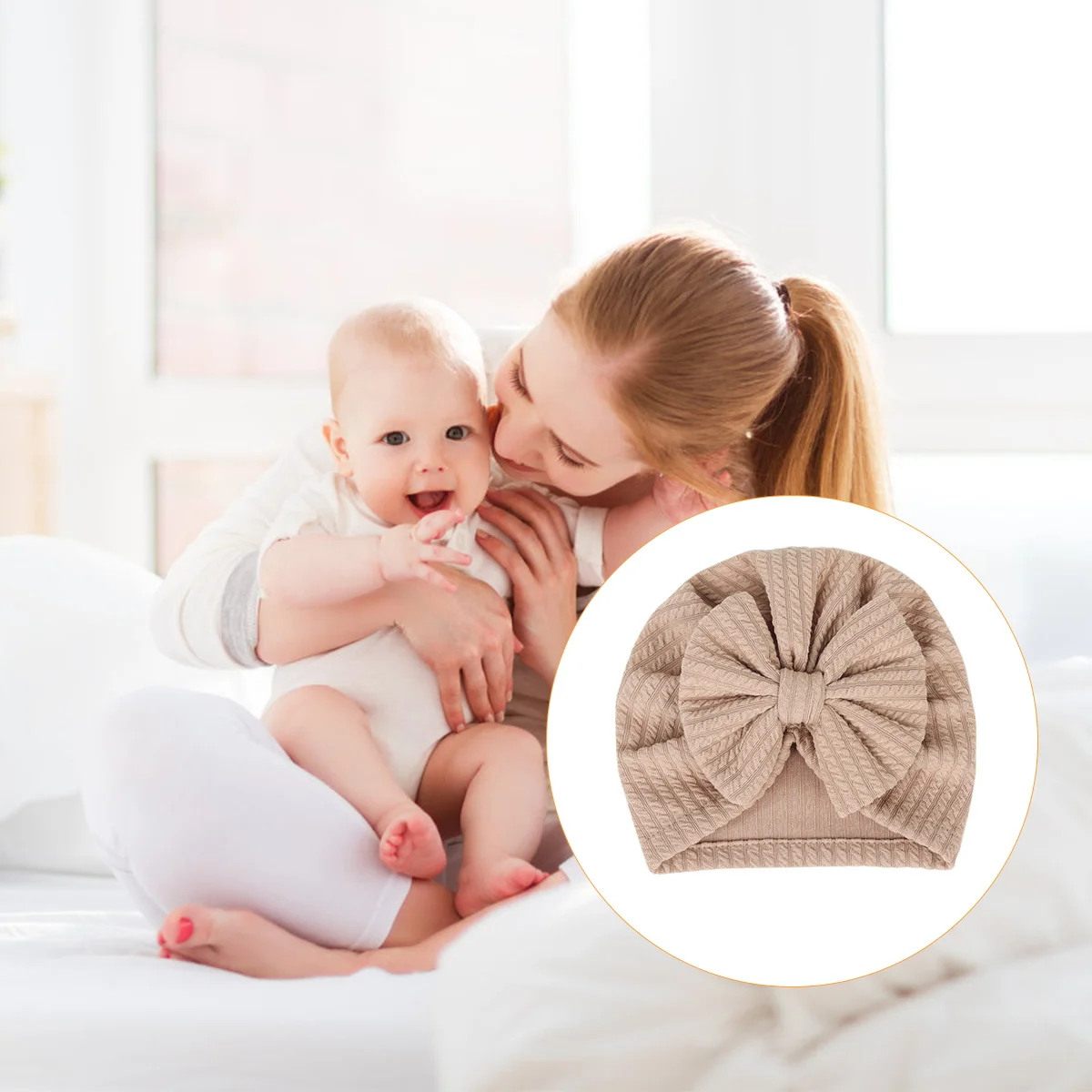 

1pcs Baby Kids Winter Warm Hat Soft Lightweight Bowknot Design Children Elastic Thermal Headwear Adorable Girls Hat