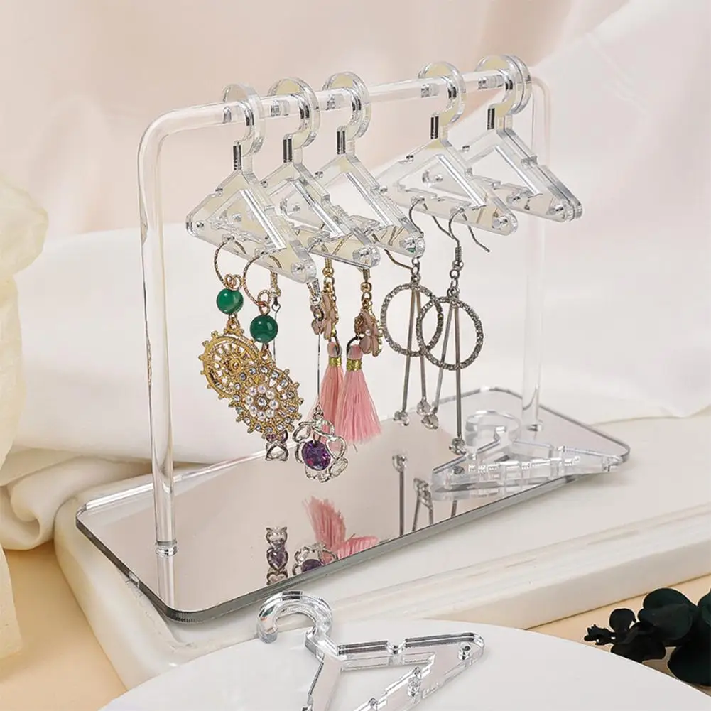 8Pcs/Set Cute Clothes Hanger Earring Display Stands Acrylic Jewelry Organizer Rack Ear Stud Hanging Holder Storage Accessories