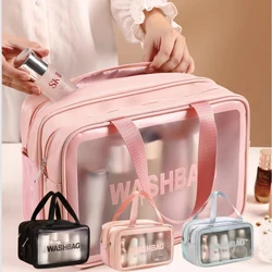 Bolsa de maquillaje de gran capacidad para mujer, bolso de viaje portátil con cremallera, impermeable, almacenamiento, baño, lavado, nuevo