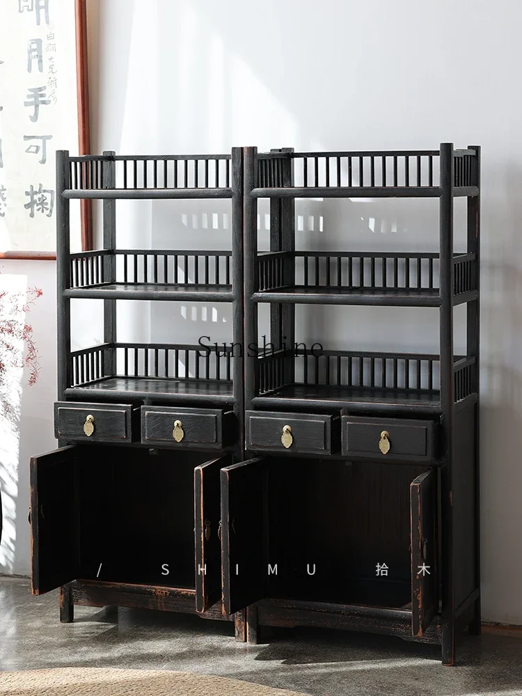 

Floor-to-ceiling tea storage display cabinet Solid wood Chinese antique Ming and Qing classical FT