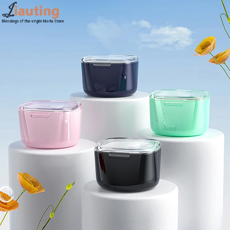 Denture Soaking Box Cleaning Box Sealing Storage Box Double Layer Orthodontische Houder Beugels Box For Elderly People