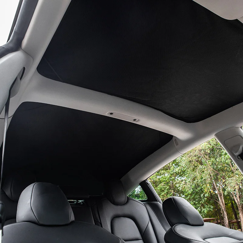 For Tesla ModelY Model3 Roof Sunshade Car Sunshade Curtain Buckle Skylight Split Shade Sunshades Sun Block