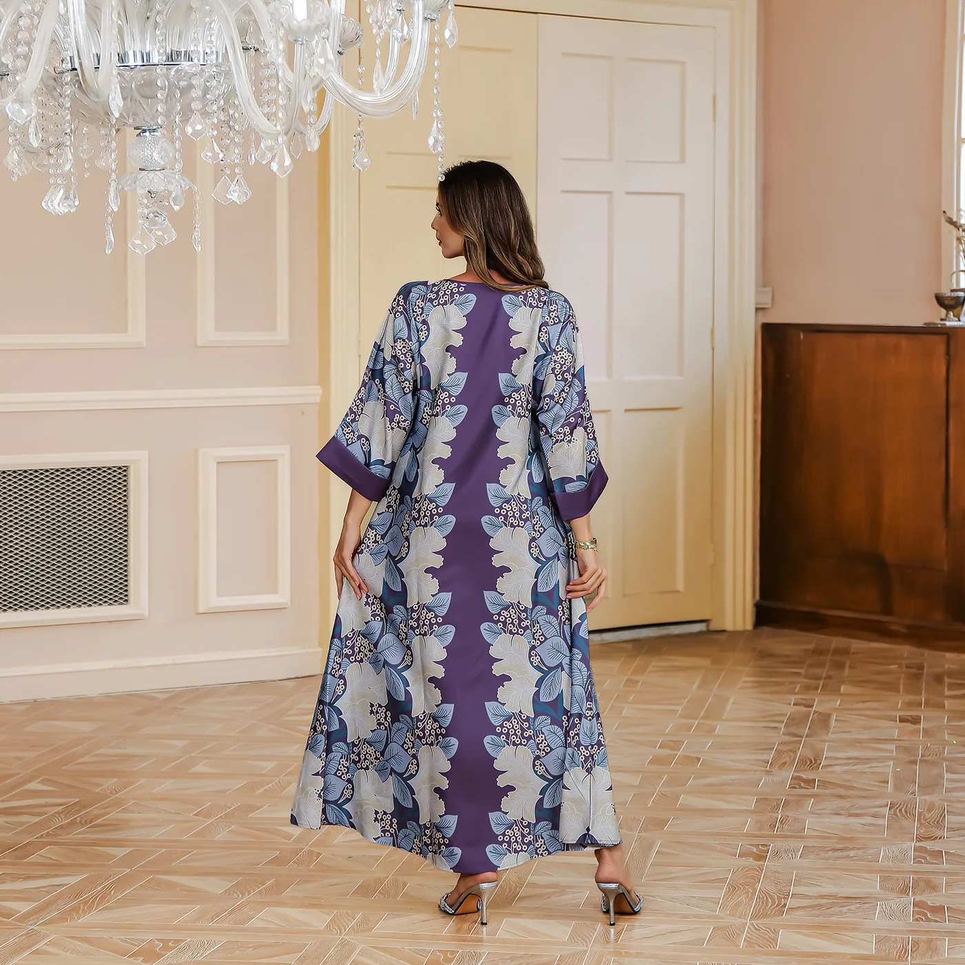 Ramadán Marruecos Kaftan Eid Abaya musulmana para mujeres Vestidos de fiesta perlas Jalabiya Dubai Abayas Islam estampado Vestidos árabe vestido largo