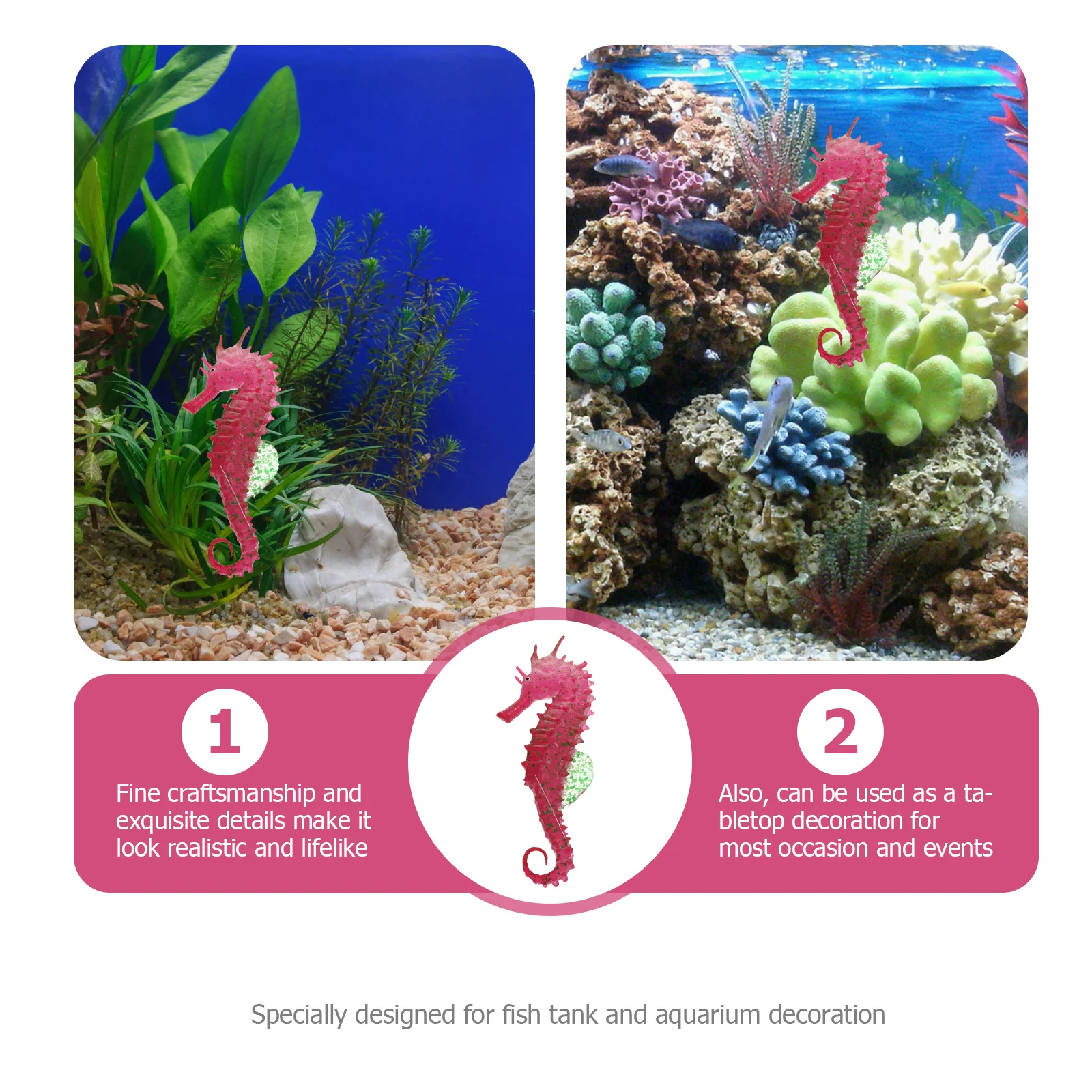 

2Pcs Luminous Seahorse Fish Tank Ornament Aquarium Decoration Night Tank Landscape Home Office Decorative Supply