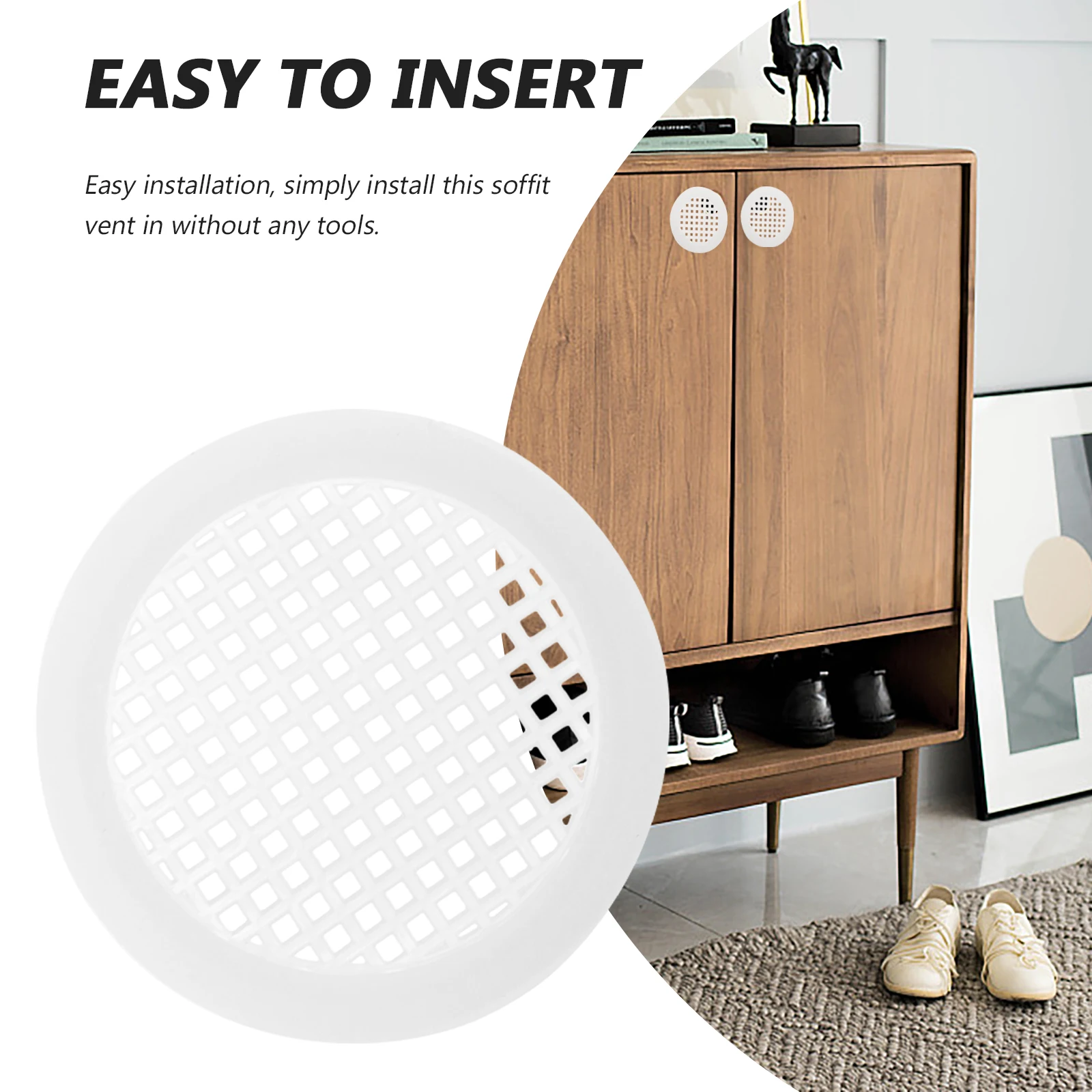 

20 Pcs Cabinet Ventilation Mesh Covers White 60 Holes 5mm Plastic Easy Install For Cupboard Wardrobe Shoe Accessories Soffit