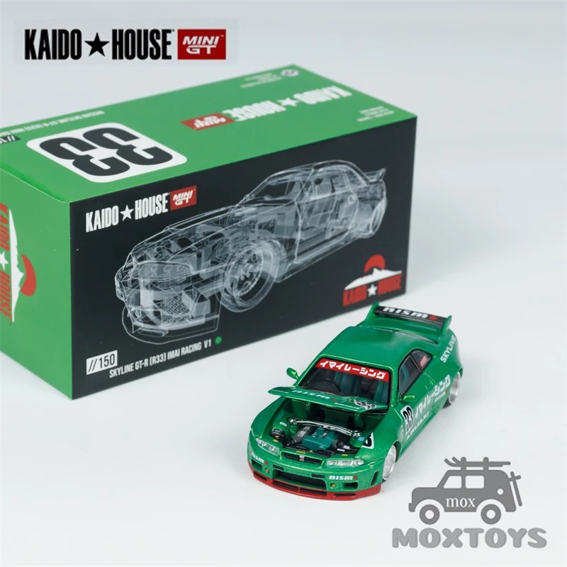 

Kaido House x MINI GT 1:64 Skyline GT-R R33 IMAI Racing V1 Зеленая литая модель автомобиля