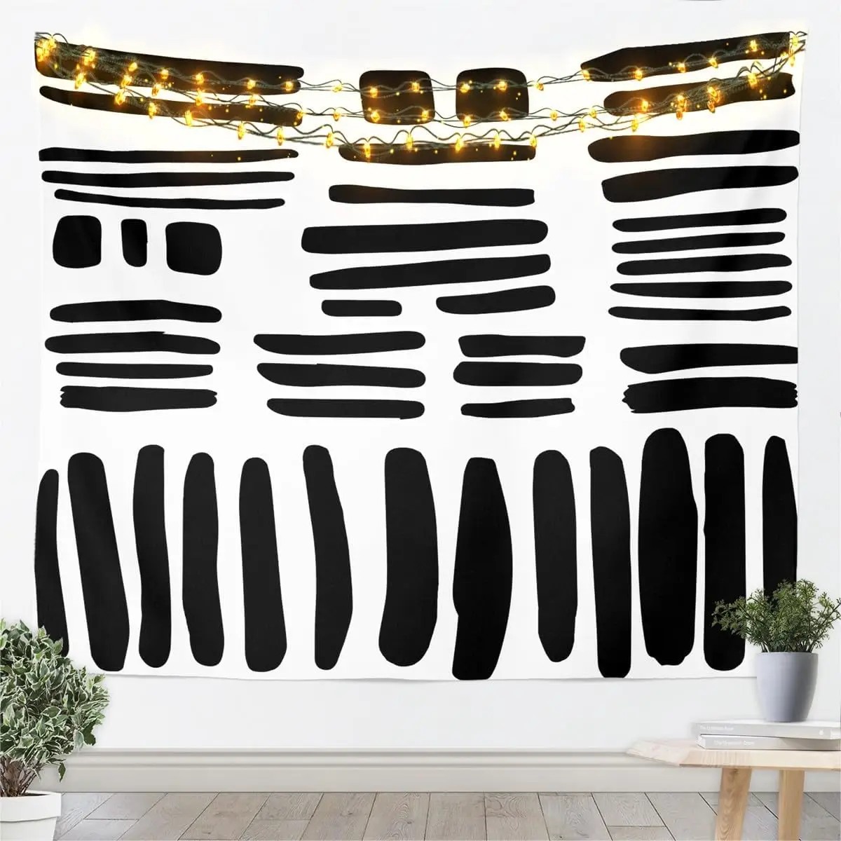 Black White Tapestry for Kids Boys Girls Modern Art Wall Art Abstract Bohemia Wall Hanging Blanket Bedroom Decor Microfiber