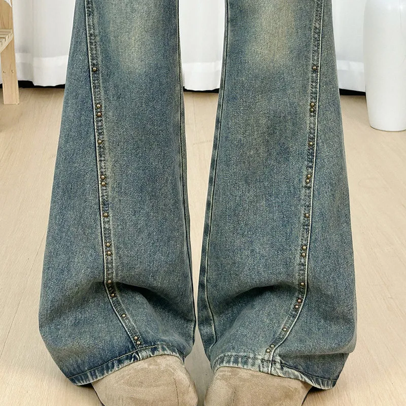 

American Style High Waist Bell Bottom Jeans Women's Spring Summer Thin Design Elastic Slimming Drapey Versatile Hoof Pants