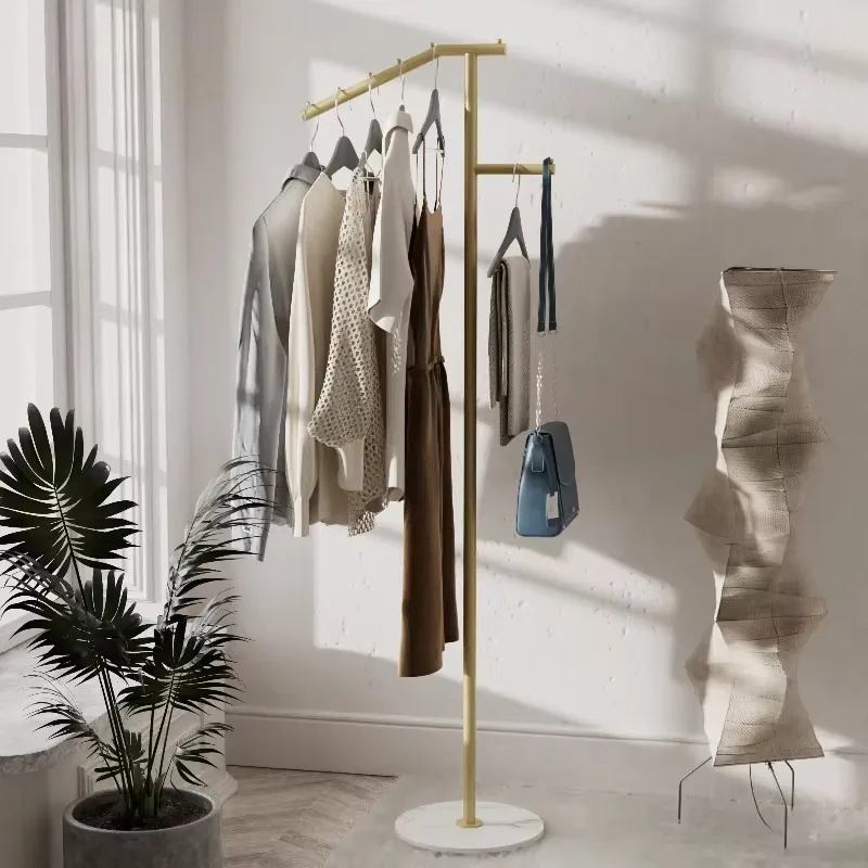 

Light Luxury Slate Coat Rack Floor Hanger Household Indoor Wrought Iron Simple Clothes Bag Storage Shelf Living Room Furniture