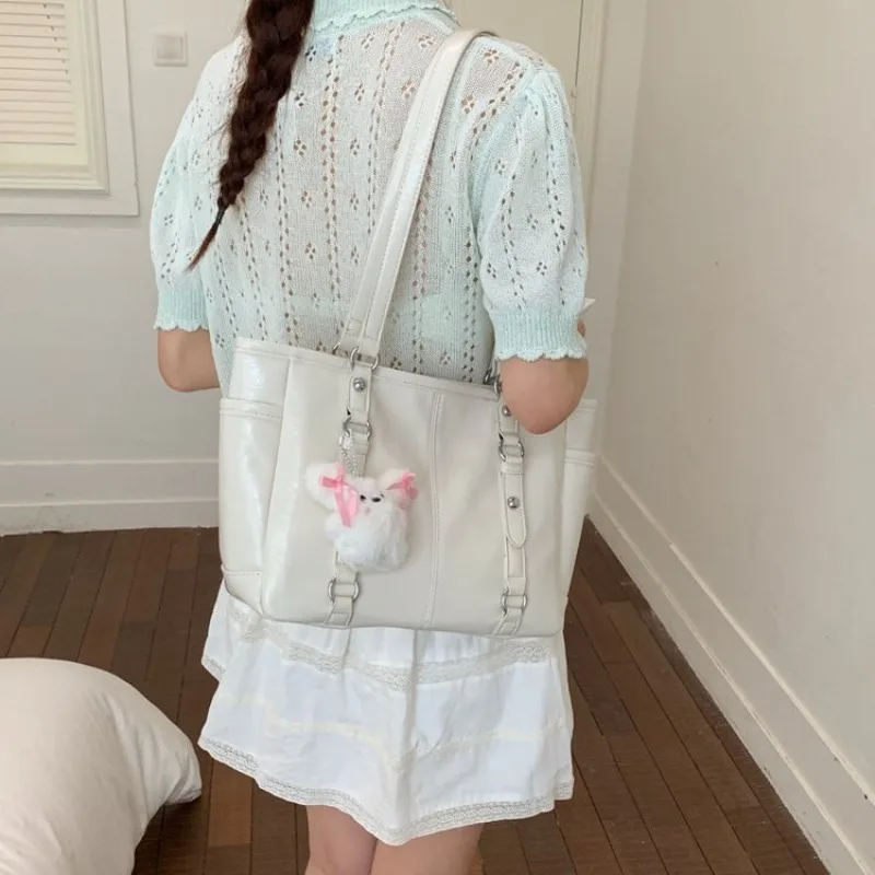 

Women's Pastel Color Shoulder Tote Bag with Multi-Pocket Design, Casual Style for Daily Errands School Commute & Weekend Outings