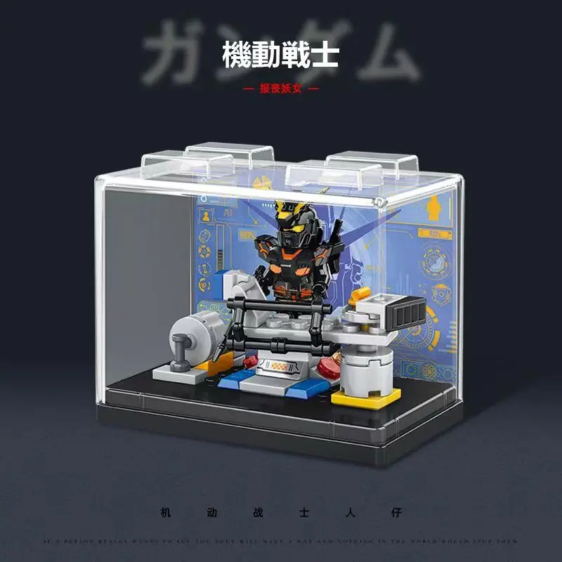 Gioco di animazione Giocattoli periferici Blocchi di costruzione Giocattolo di assemblaggio Zaku RX-78 Mini Anime Action Figure con regali di visualizzazione della collezione