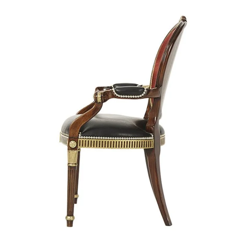 English neoclassical round-backed chair Alexander, with armrests Dining chair European solid wood shell inlaid study chair