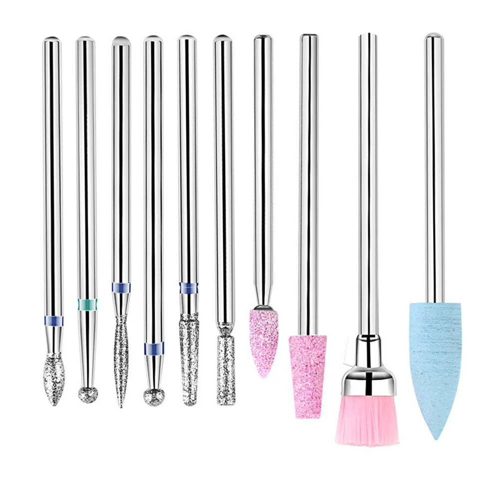 10pcs Nail Grinding Diamond For Electric Manicure Drill Machine Polishing Care Tool Kit Nail Drill Bits Set Manicure