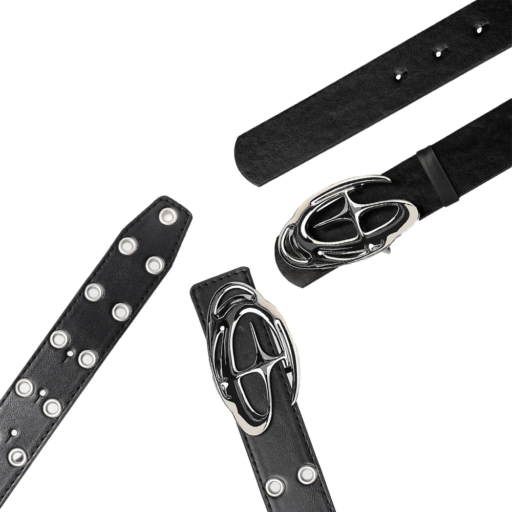 Herrengürtel Punk Alien Schnallengürtel Vintage Gothic Y2K Gürtel Männer oder Frauen Street Punk PU Leder Designer Bund Paar mit Jeans – Detail 5