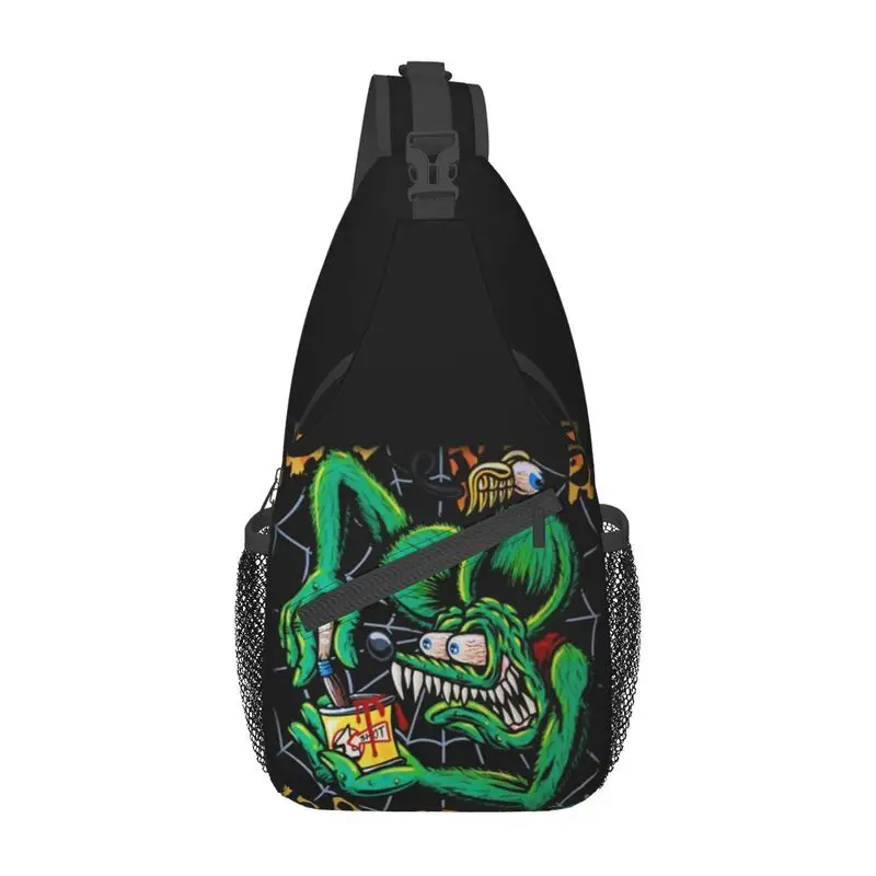 

Casual Anime Cartoon Rat Fink Crossbody Sling Backpack Men Shoulder Chest Bag for Traveling