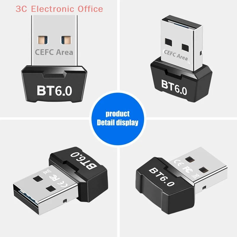 USB Bluetooth 6.0 Adapter BT6.0 Dongle Wireless Audio Receiver Transmitter For PC Desktop Computer Headphone Speaker Support BLE