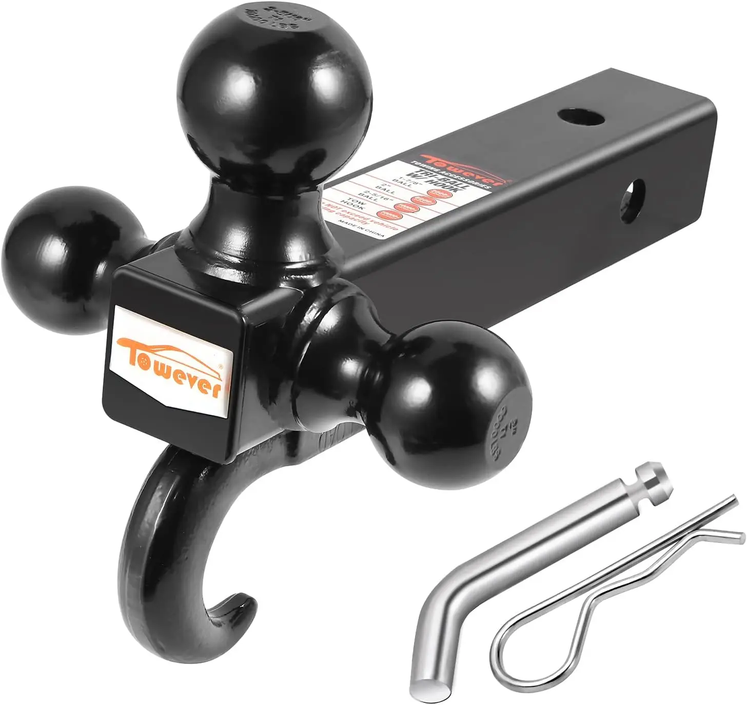 

84181P 2' Ball Hitch Class 3/4, Black Hollow Shank with Hook, Pin & Clip for Pickup Truck