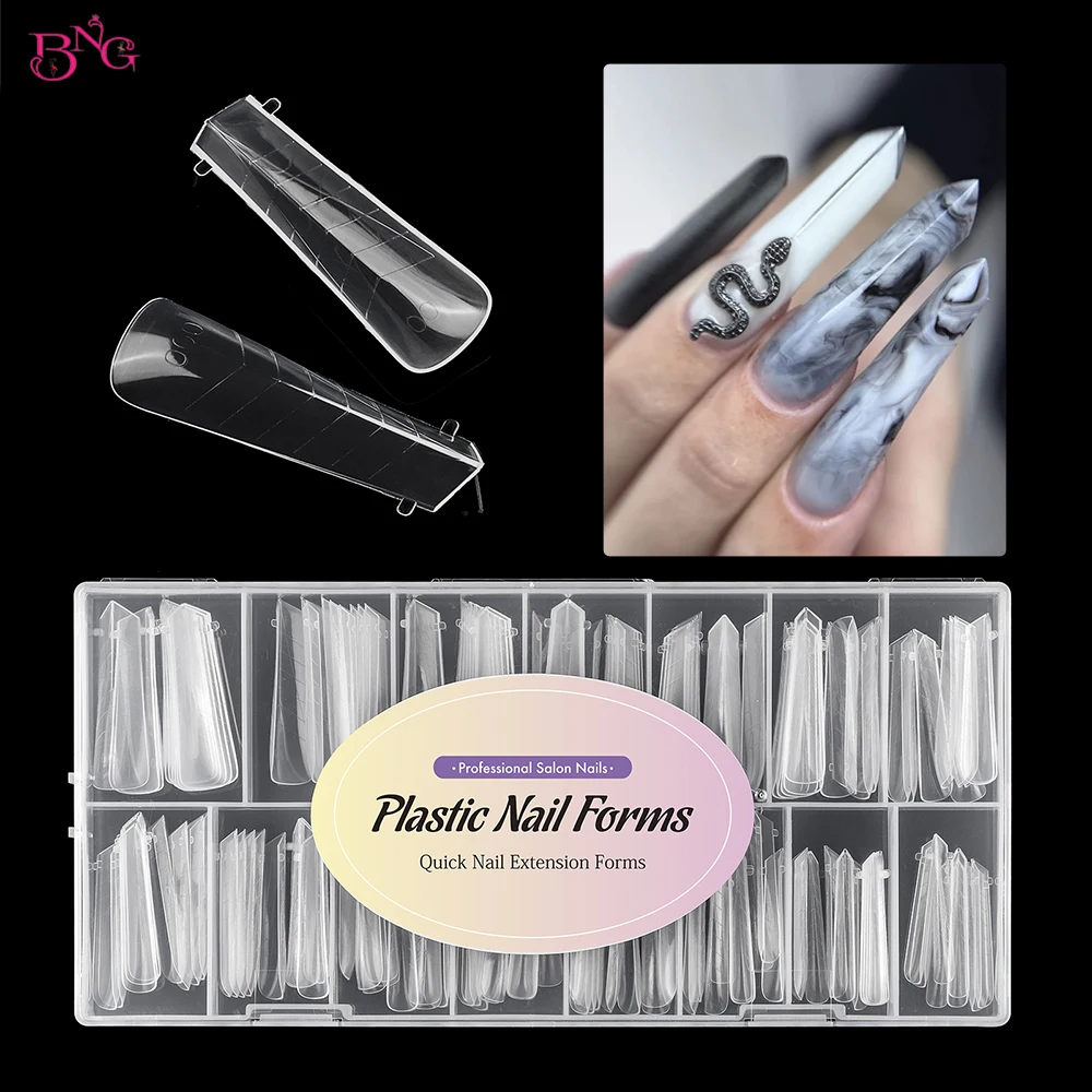 BNG UV 젤 용 네일 확장 양식 확대 빠른 빌딩 금형 듀얼 양식 손톱 상단 양식 매니큐어 도구 금형 150PCS