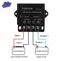 12V to 5V 10A 24V to 5V 3A 5A 10A 15A Step Down Reducer Board Power Supply for Car Accessories