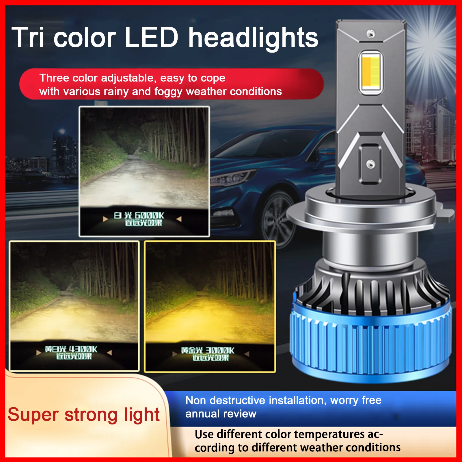 

2pcs K803 Three Colors For Vehicle Head Lights H1 H7 H11 Accessories Strong Light Front Lamp H4 9005 9006 12V Canbus