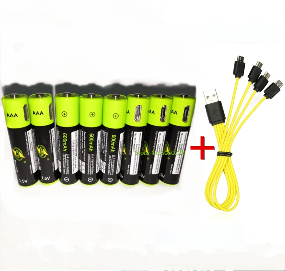 

Горячая Распродажа 8PCS ZNTER USB 1,5 V AAA перезаряжаемая батарея 600mAh USB перезаряжаемая литий-полимерная батарея + 1PCS Micro USB кабель