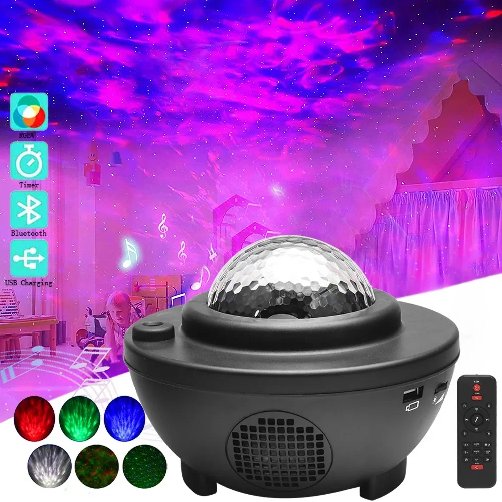 LED Projection Light RGB Ocean Wave Remote Control Starlight Projector for Kids Adults Bedroom Ambient Starry Sky Light