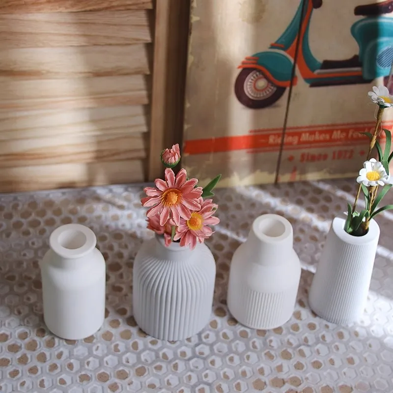 Three-Dimensional Vase drops Glue Silicone Mould Decoration, Cylinder Pattern, Flower Arrangement, Cement, Concrete, Eternal F