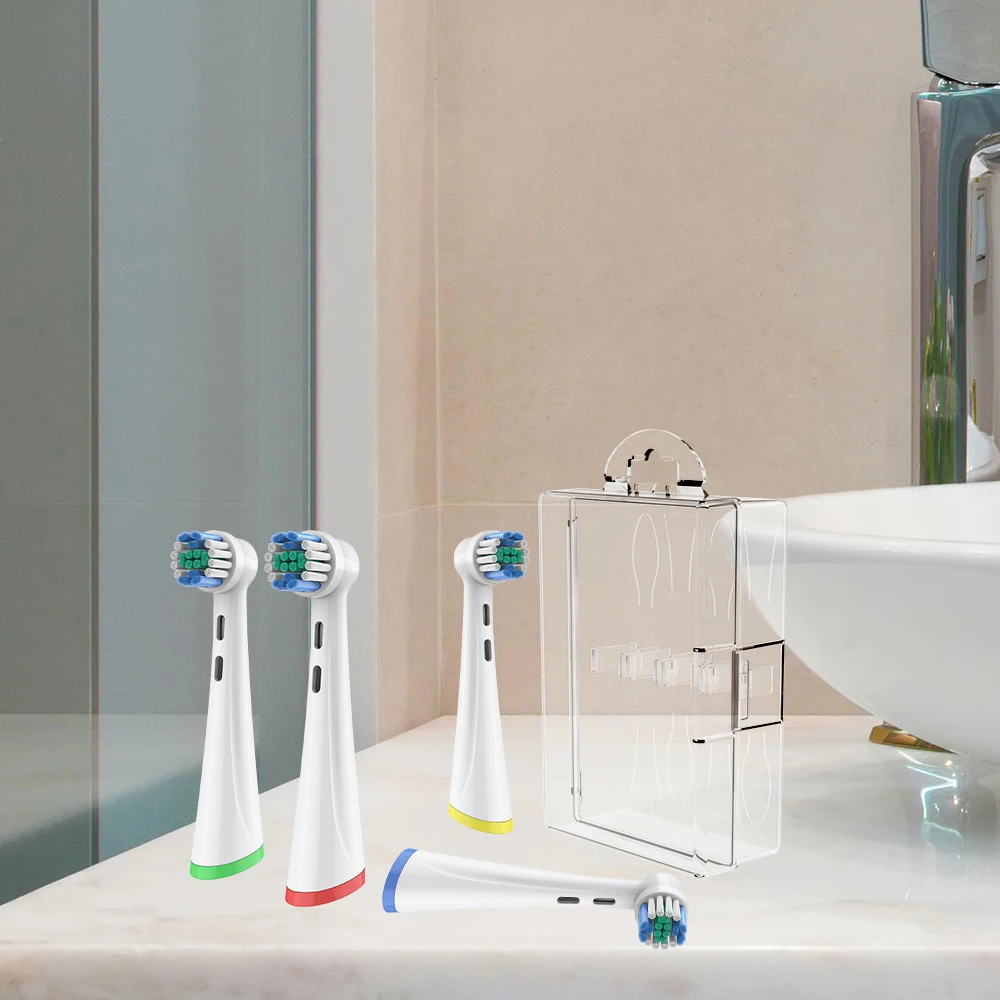 4 Stück Ersatzbürstenköpfe und Reiseetui für Zahnbürstenköpfe, kompatibel mit Oral B iO 2/3/4/5/6/7/8/9/10 elektrischen Zahnbürsten – Detail 1
