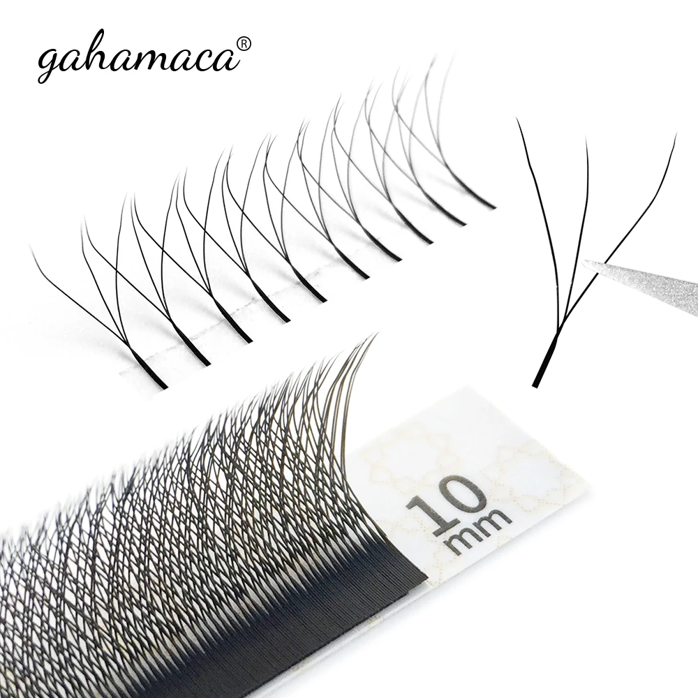 GAHAMACA 3D W Shape Lashes Extension L/LU/M 4D 5D Premade Volume Fan Eyelash Supplies W Style Individual Lash 12 Rows