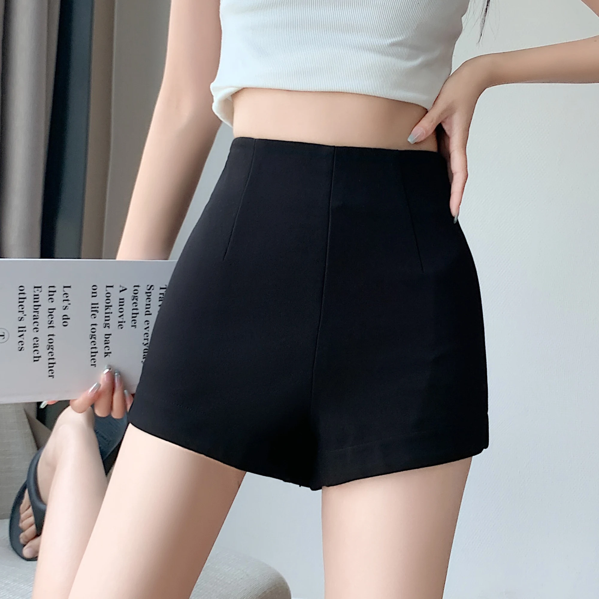 

HappyLisa Summer Ladies Women Shorts High Waist A-Line Hot Short Pant Slim Fit Female Sexy Chic Trousers SP01