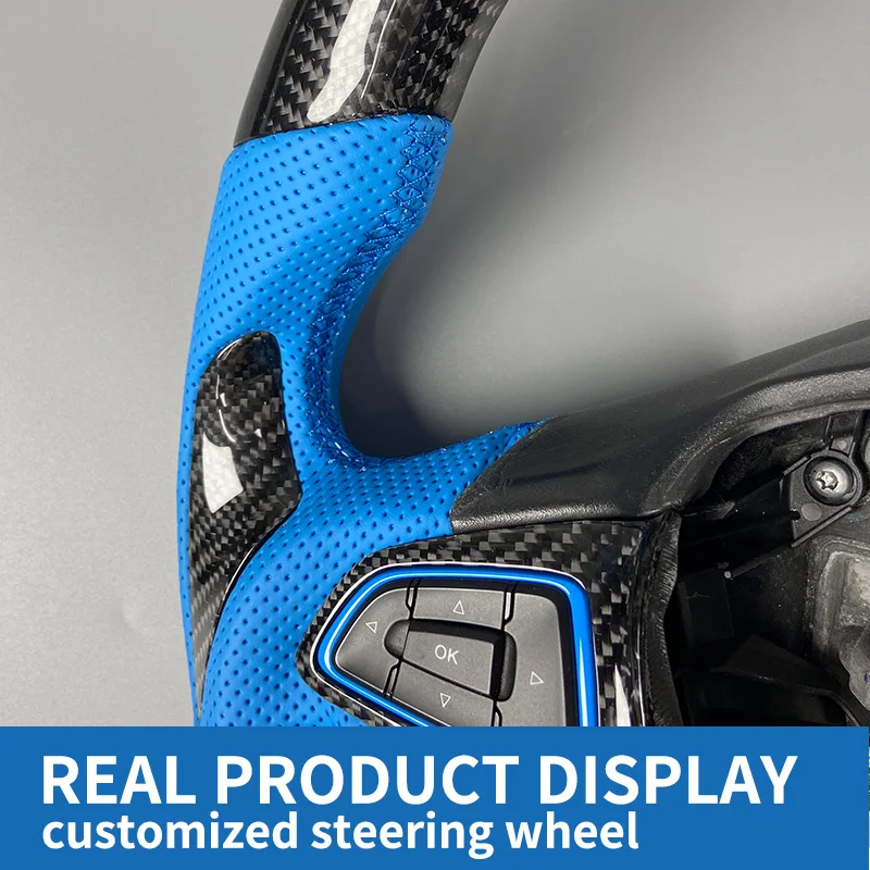 フォード フォーカス MK3 ST RS ST-Line アクティブ カスタム レザー カーボンファイバー ステアリングホイール インテリア アクセサリー