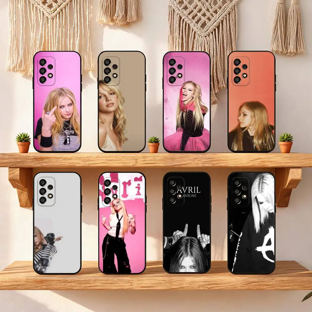 Singer Avril Lavign Phone Case For Samsung S 26,25,24,23,22,30,21,10,9,Ultra,Plus,Lite,FE,4,5G Phone Case Black Soft Case