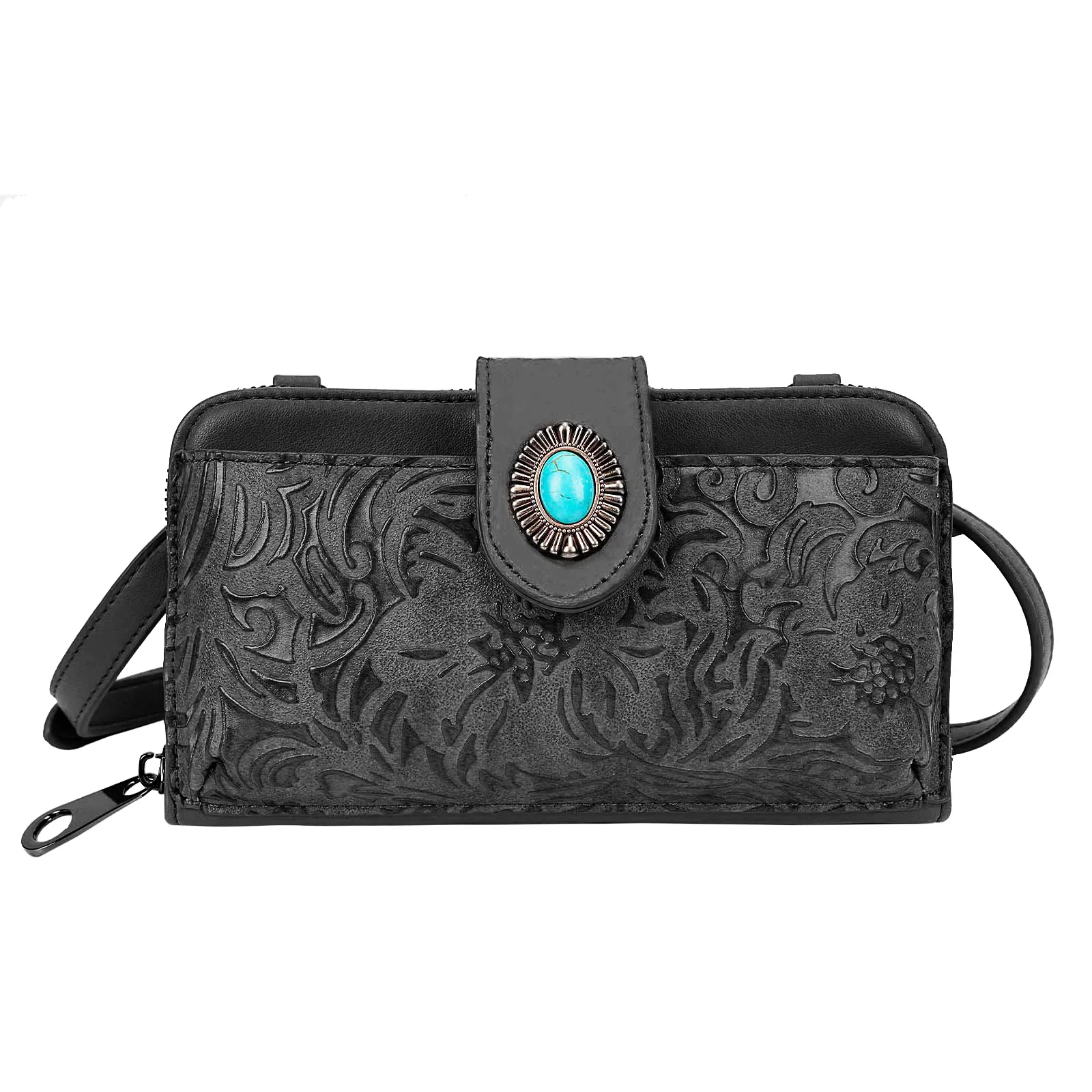 Celela Female Wallet Crossbody Handbag for Women Western Turquoise Concho Embossed Crossbody Bag Handbag Purse For Girls Gift